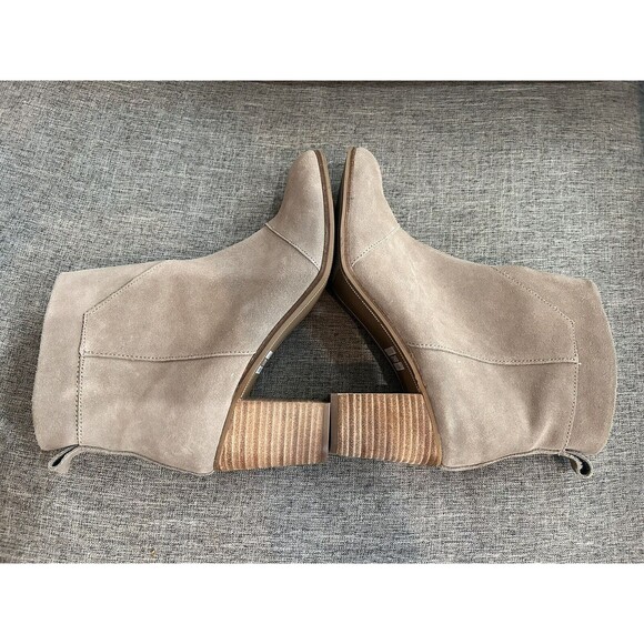 Toms Lunata Suede Ankle Boot Womens 11 Stacked Heel Taupe - Picture 9 of 11